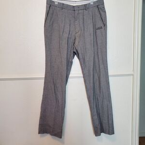 Louis Castel Men's Houndstooth Flat Front Casual Dress Pants Black White Size 32